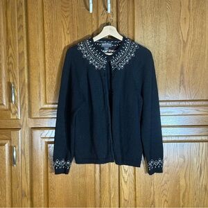 Woolrich Black Nordic Fair Isle Button Cardigan Sweater Women’s Large